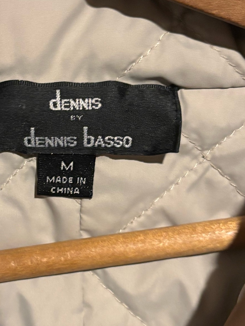 dennis basso Quilted Tan Puffer Coat with Cream Lined Hood - Picture 3 of 4